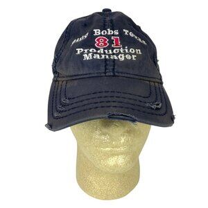 Billy Bobs Texas Production Manager Blue Distressed Strapback Hat 100% Cotton